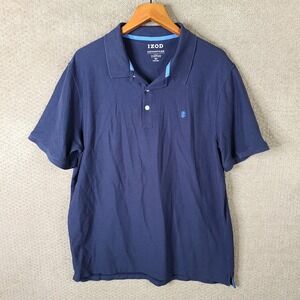 IZOD Shirt Mens XLT Blue Advantage Performance Polo Short Sleeve Stretch Pique